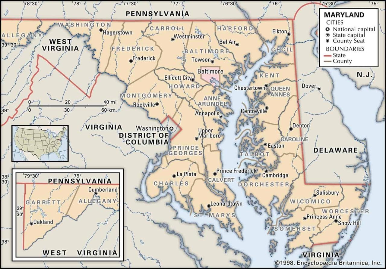 Printable Map Of Maryland - Printable Word Searches
