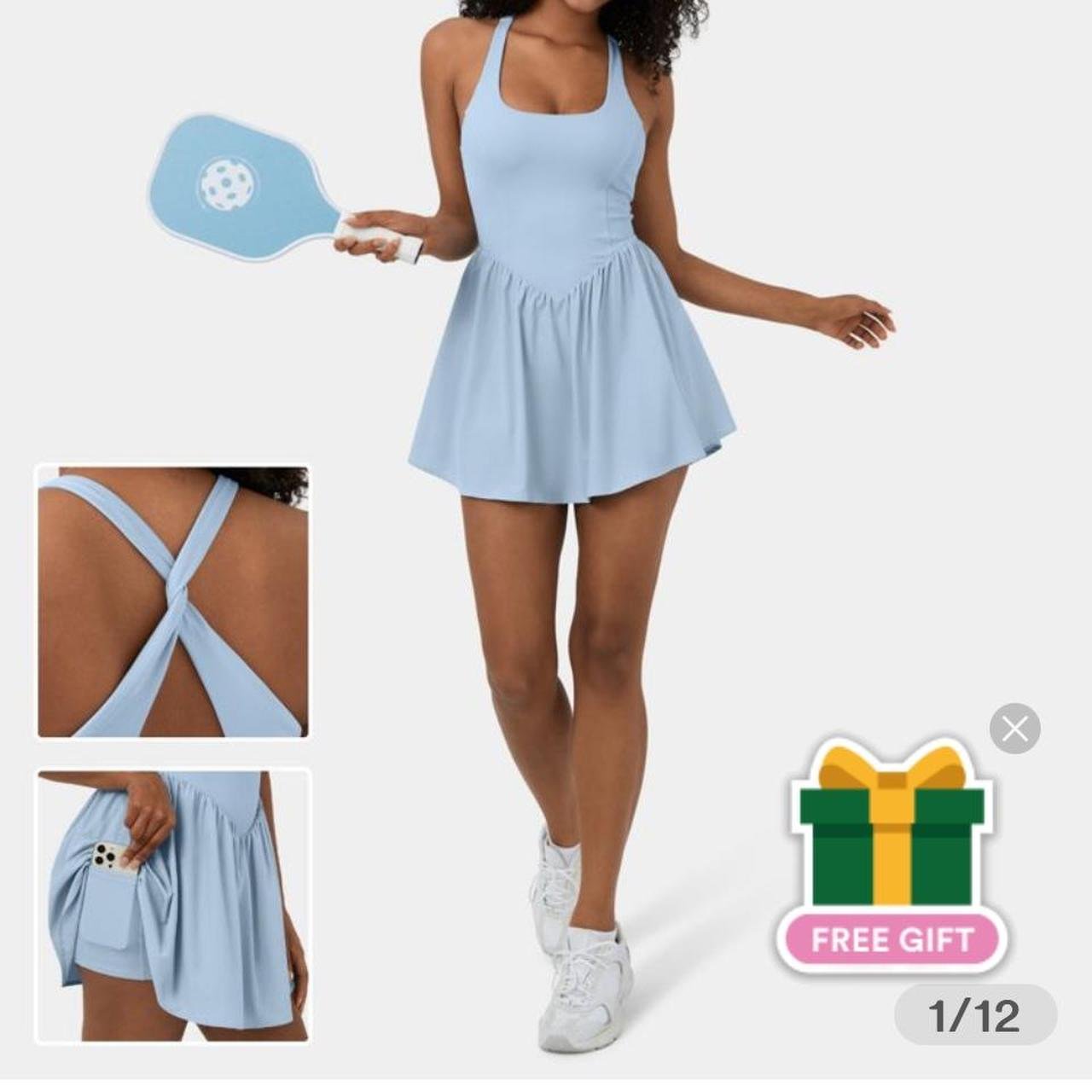 Halara athletic dress with built in shorts and bra - Depop