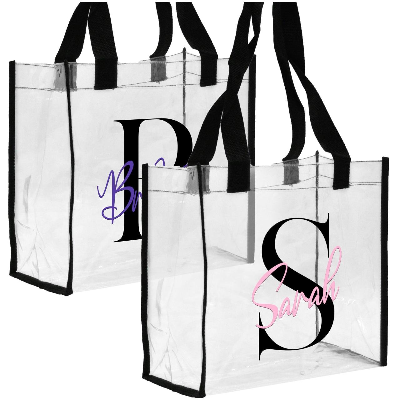 Personalized Initial Clear Tote Bags Customized Stadium Approved ... Personalized Initial Clear Tote Bags Customized Stadium Approved ...